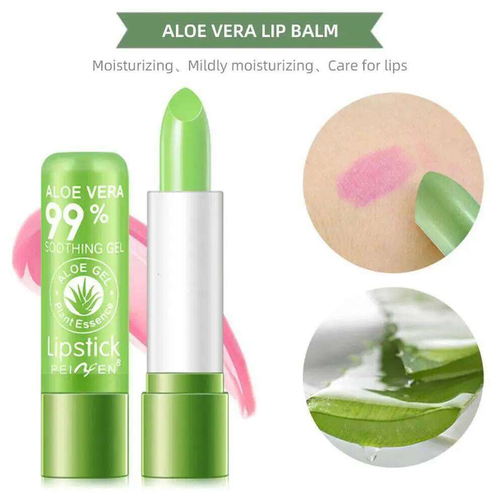 Moisturizing Aloe Vera Color-Changing Lipstick Temperature-Activated, Balm for Nourishing, Anti-Drying, Exfoliating Lip Care Z260310