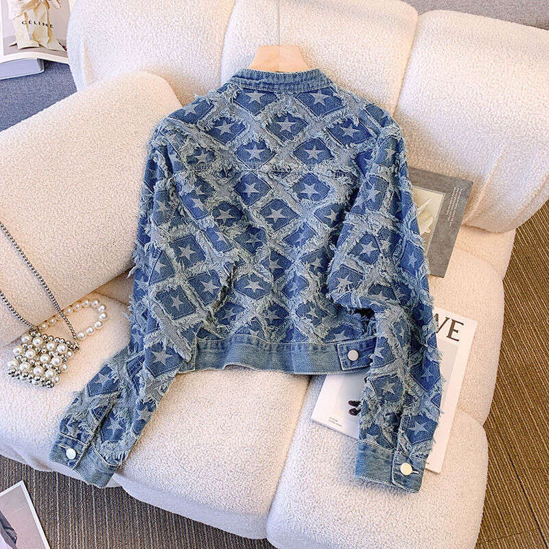 European heavy industry denim jacket for women's spring and autumn 2025 new style loose and versatile fashionable short jacket top MAKOUFEI