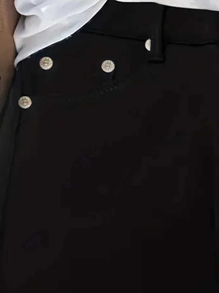 Women Jeans Plus Size High WaistedBlack Slim Fit with Button Detail Jeans Stylish Womens Bottoms Trending Now M260310