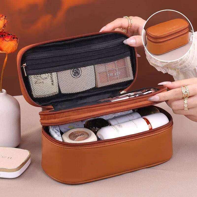 Makeup Double Layer Large Capacity Luxury Cosmetics Organizer Travel Essentials Women's Cosmetic Bag XJ260310