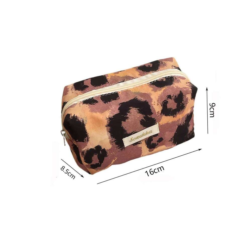 New Fashion Leopard Women Square Cosmetic Portable Travel Makeup Mini Quilted Pouch Handbag Ladies Zipper Bag For Gift XJ260310