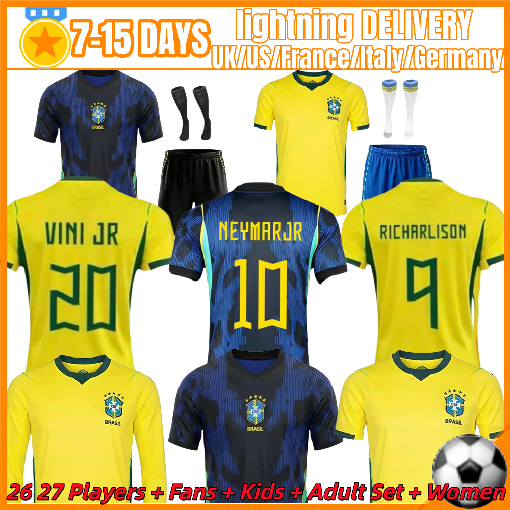 Brasil Soccer Jerseys World Cup 2026 BraziLS Retro Football tops Shirt VINI JR RODRYGO PELE RIVALDO 98 02 04 Vintage NEYMAR Ronaldinho camisa de futebol brasil Kid kit