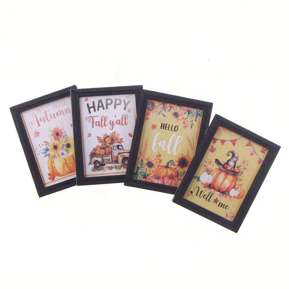 Dollhouse Mini Halloween Mural BJD Miniature Autumn Harvest Thanksgiving Festival Scene Wall Decoration Accessories H260310