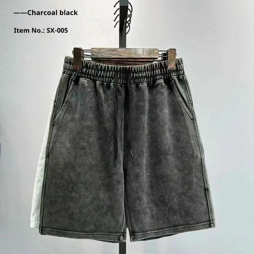 2025 Mens Casual Worn-out Washed Shorts for Spring and Summer Loose Solid Color Fashionable Streetwear Simple and Trendy N260310