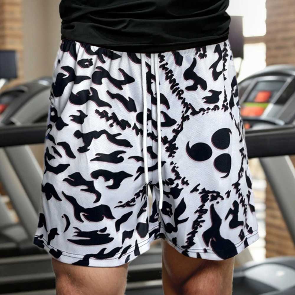 Anime Running Shorts Men Gym Sports Shorts Quick Dry Workout Training Gym Fitness Jogging Short Pants Summer Men Shorts N260310