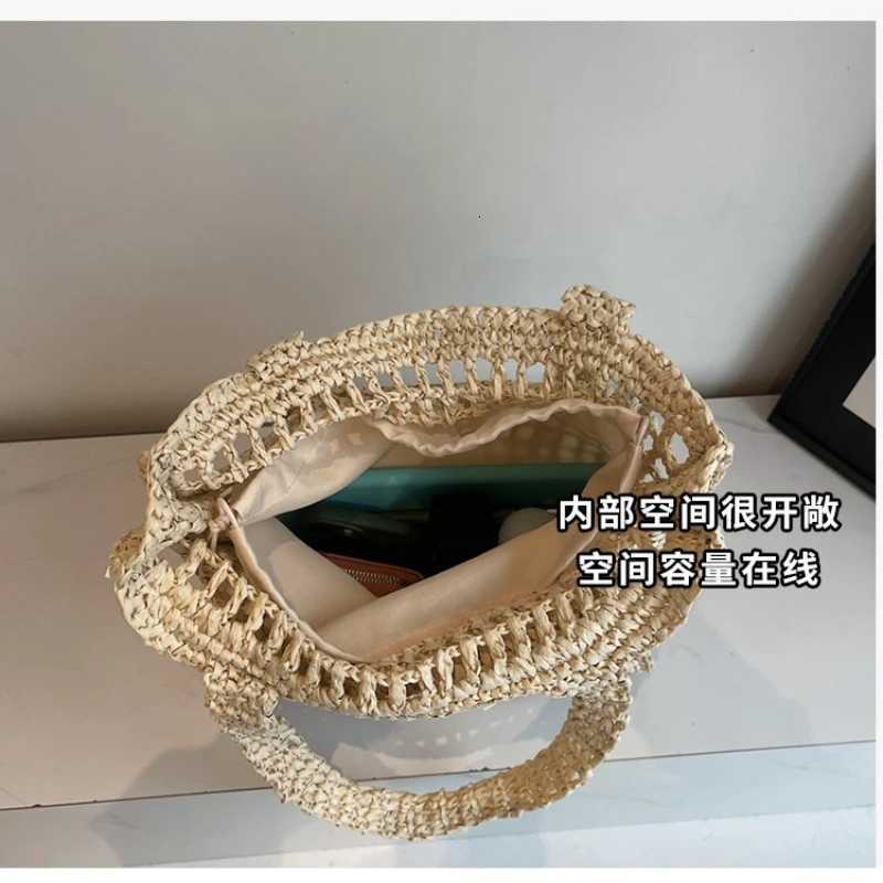 Fashion Straw Shoulder Bags Women Summer Hollow Woven Womens Shoulder Bag Large Capacity Letter Tote Handbag Holiday Beach Bags H260310