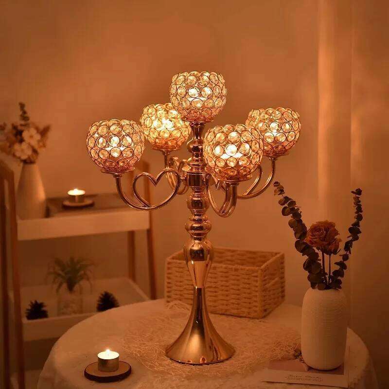 Gold/Silver Crystal Holders 5 Arm Candelabra Centerpiece Table Decorations Candle Holder for Home Wedding DECOR H260310