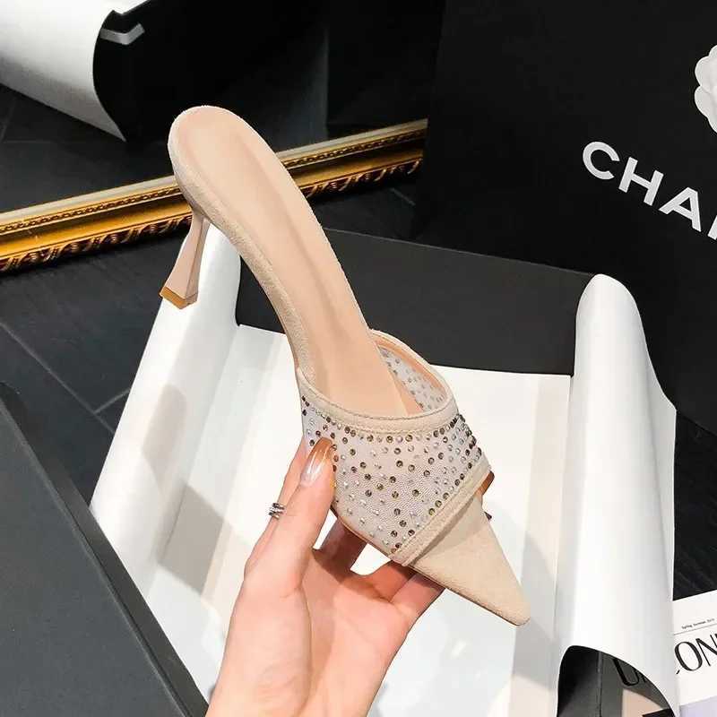 Summer New Fashion Womens Mesh Sexy High Heels Womens Pointed Dress Shoes Zapatos De Mujer Shoes Women K260311