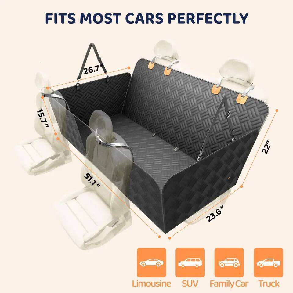 Car Cover, Hard Bottom Rear Seat Extender, Load-Bearing 400 Pounds, 600D Heavy-Duty Anti-Scratch Washable Dog Hammock for Cars and S 26Y0310