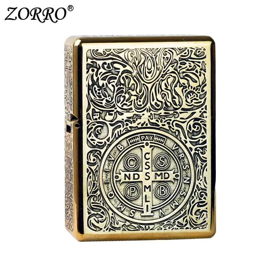 912 Retro High End Waterproof Sealed Armor Constantine Kerosen Lighter 3/5 Hinge Metal Petrol Lighter Mens Gift N2603111