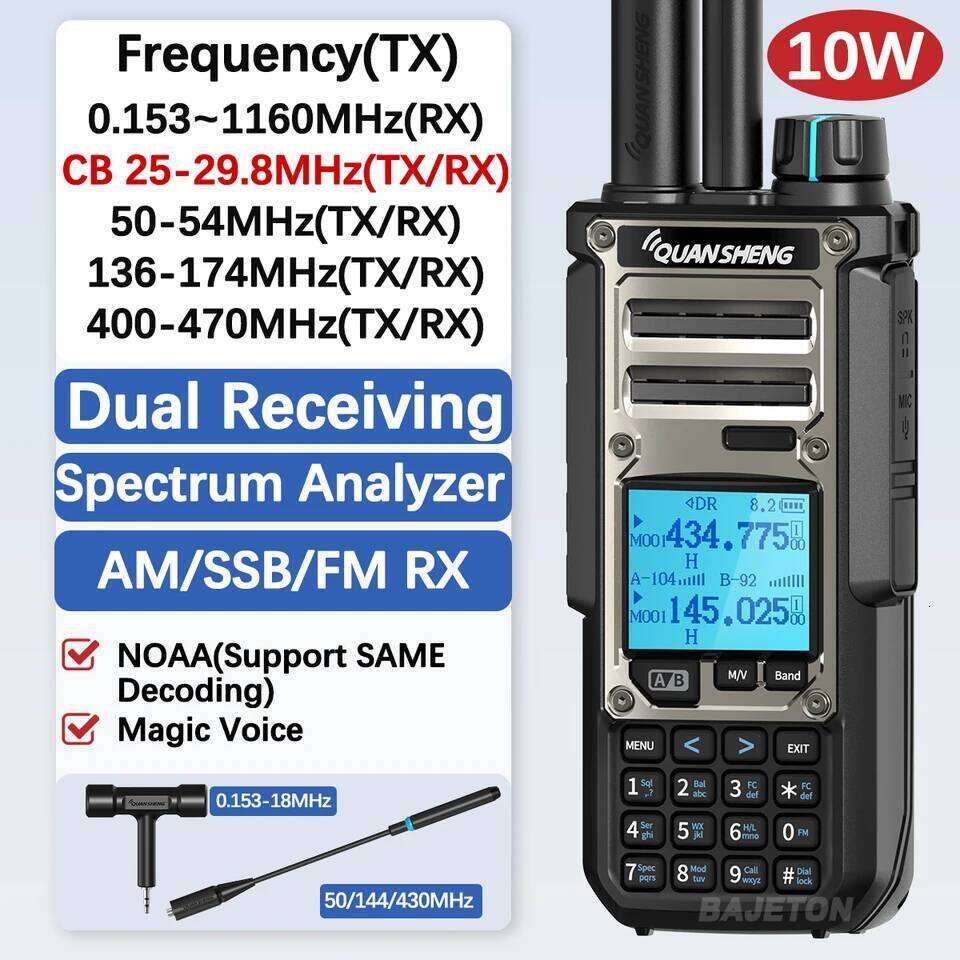 Quansheng TK11 Walkie Talkie Ham Radio 10W Dual Receiving PTT 27MHz CB CW LSB LW MW SW Type-C Charger NOAA for UV-K5 8 TK-11 5 26Y0311