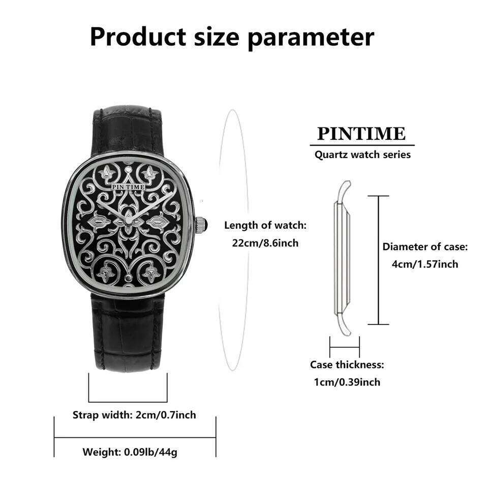 Watche Classic vintage style Black Watch with Arabic Pattern Engraving Craftsmanship Gentleman Elegant Men Quartz Wristwatch