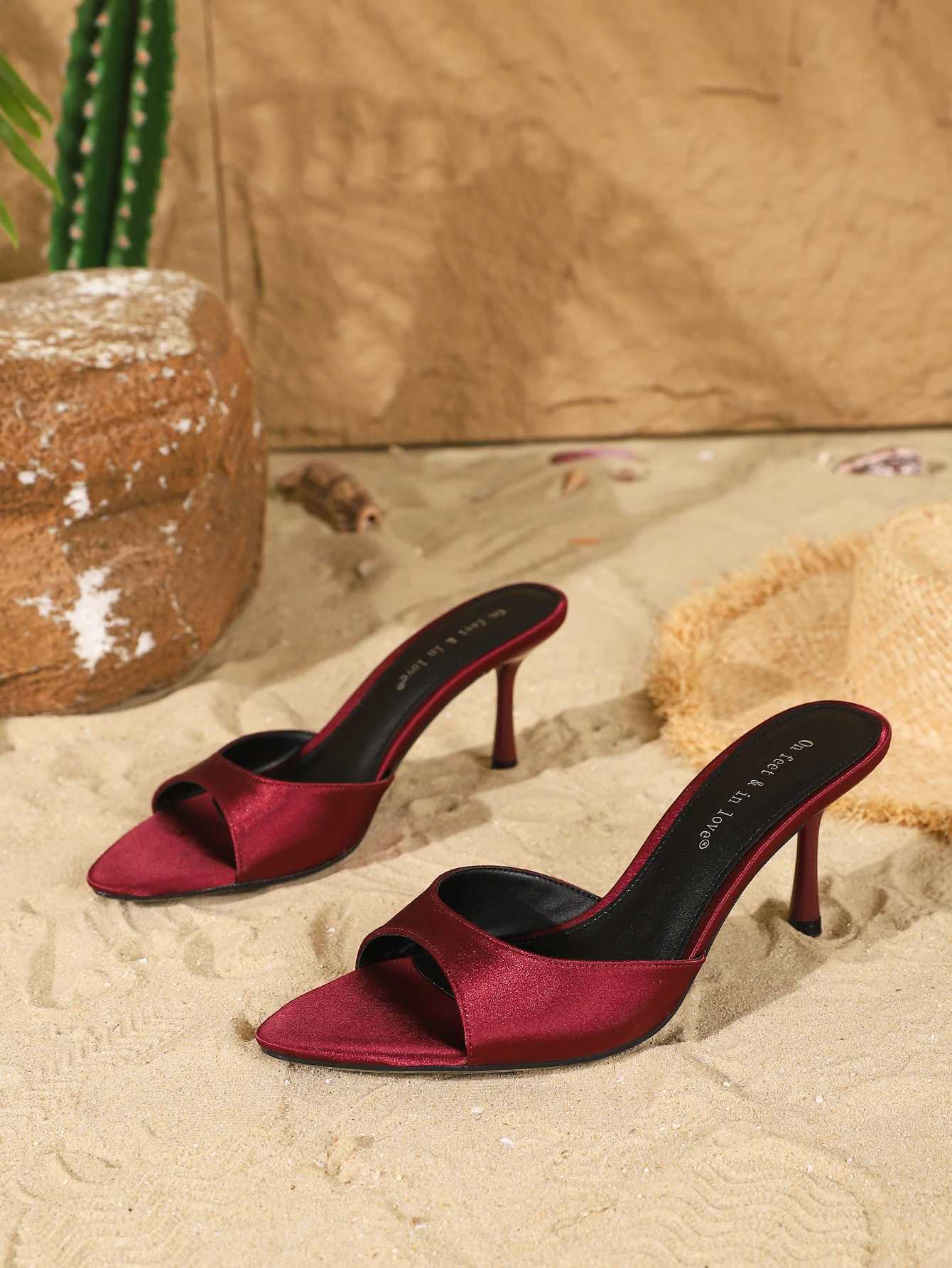 Womens Slip-On Satin Heeled Mules K260311