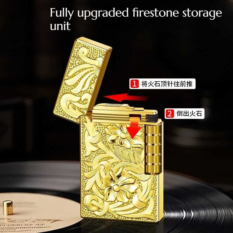 Personalized Sliding Abrasive Wheel Clear and Loud Metallic Tone Steel Sound Inflatable Business-style Open Flame Lighter N260311