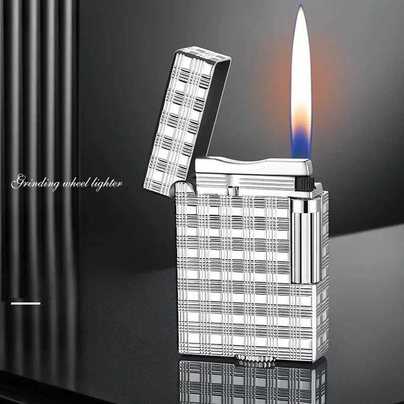 DERUI 258 Side-sliding Grinding Wheel Business Inflatable Lighter Three-dimensional Finely Carved Pattern Metal High-end Gift N260311