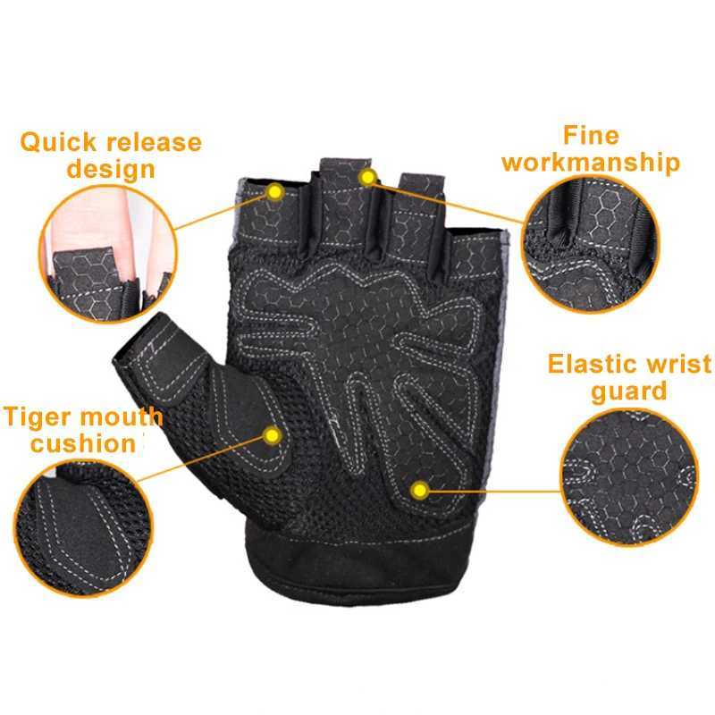 1Pcs Breathable Running Gloves Unisex Couples Half Finger Fitness Anti-slip Outdoor Cycling Sports Workout Fitness Cycle Gloves M260311