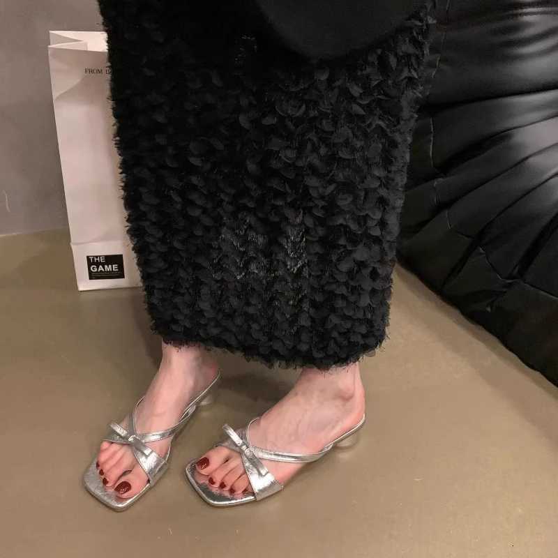 Designer Thick Heel Women Fashion Open Toe Butterfly-knot Dress Slides Summer Ladies Concise Beach Vacation Shoes K260311