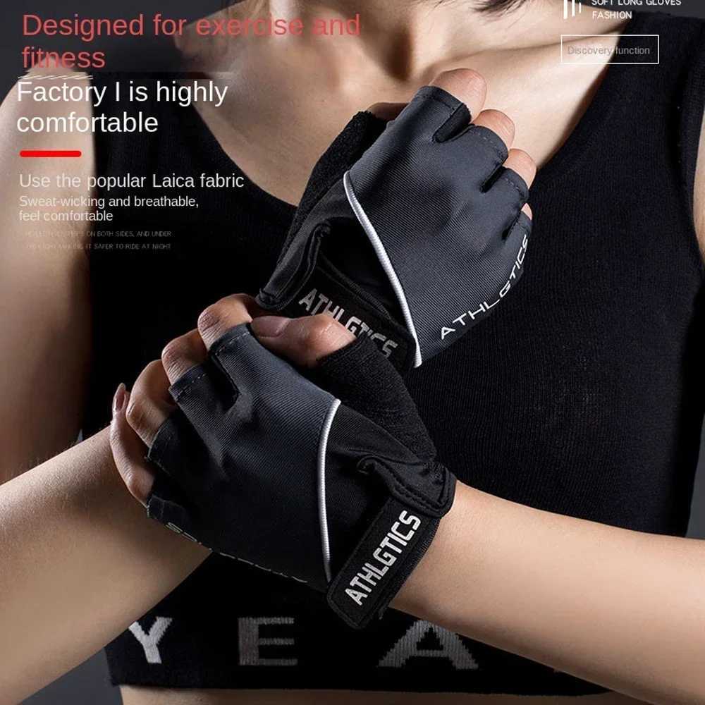 1Pair Breathable Cycling Gloves Workout Gym Gloves for Men Women Weight Lifting Fingerless Gloves Training Exercise Fitness M260311