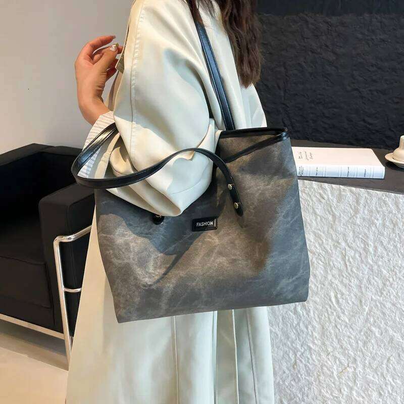 Classic Pu Leather Tote Bags for Women Vintage Versatile Ladies Shoulder Bag Large Capacity Female Underarm Handbags XJ260311