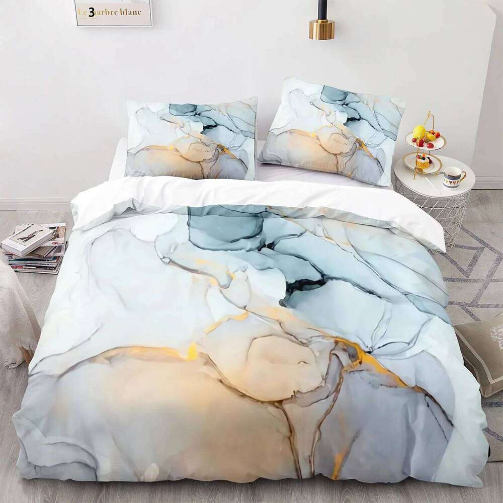 Black Gold Metallic Marble Duvet Cover Queen/King/Full/Twin Size Foil Print Glitter Bedding Set for Teen Boy Girls Men Women H260311 - view 4