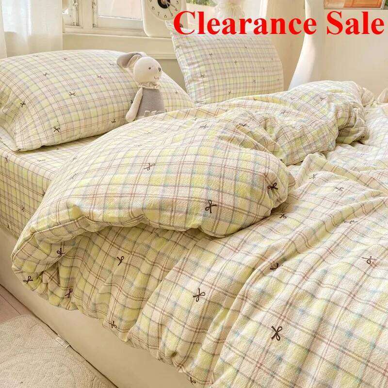 New wrinkled double-layer yarn four-piece set, mattress model, cream wind class A cloud feeling super soft kapok kit H260311