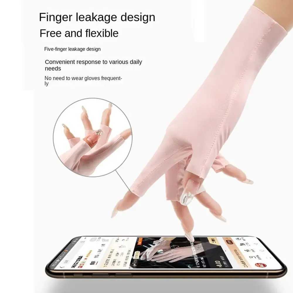 1 Pair Fingerless Gloves Thin Outdoor Riding Gloves UV Protection Multicolor Driving Gloves Stretch Female Touchscreen M260311