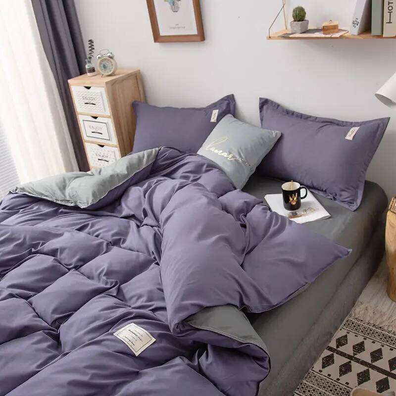 Nordic Bedding Set Simple Flat Sheets Duvet Quilt Cover Pillowcase Bed Linen for Single Queen Full Size Solid Home Textiles H260311 - view 6
