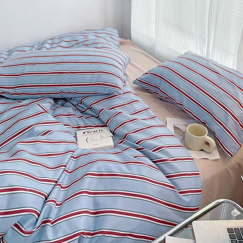 Nordic Sling 150 Bedding Stripes Duvet Set Cover Bed Sheet Quilt Queen Size INS Blogger Comforter Sets H260311 - view 5