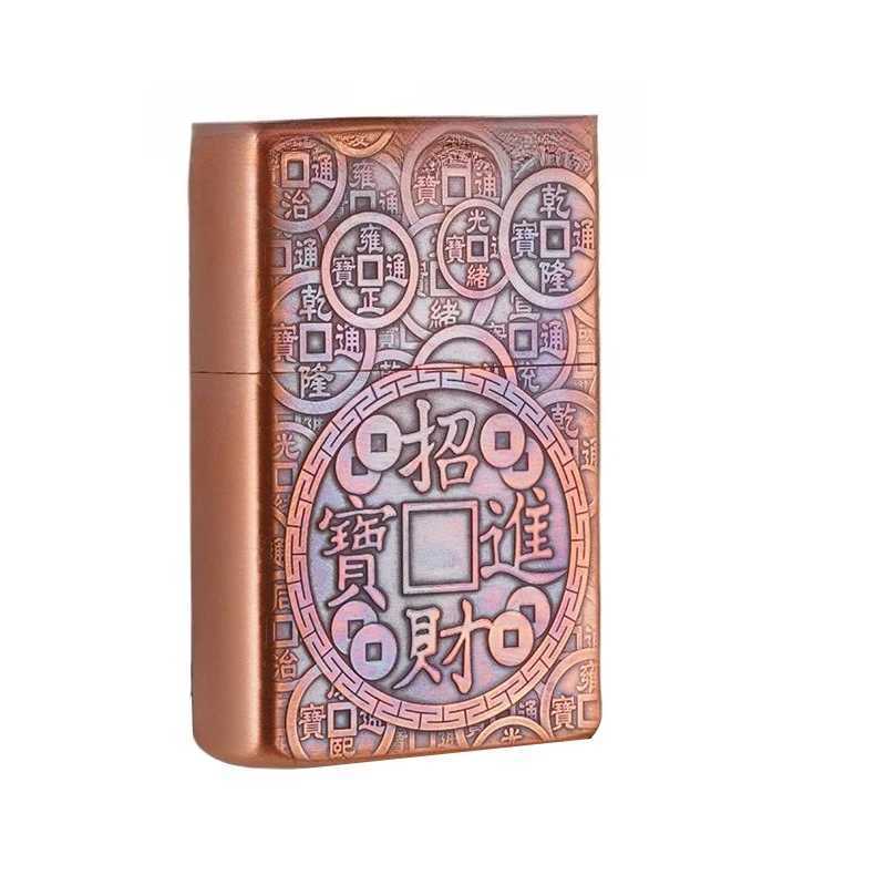Z902S Thick Purple Copper Mountain Ghost Money Carving Kerosine Lighter Gadgets for Men Smoking Accessories N260311