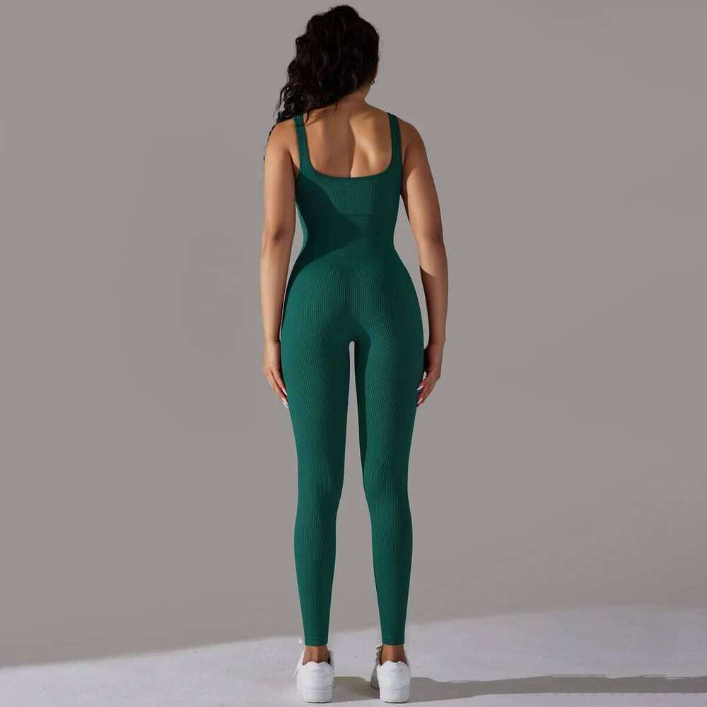 Sports Jumpsuit Screw Thread Sleeveless Bodysuit Women Seamless Set Full Seasons Casual Fitness Sporty Playsuit 26H0311