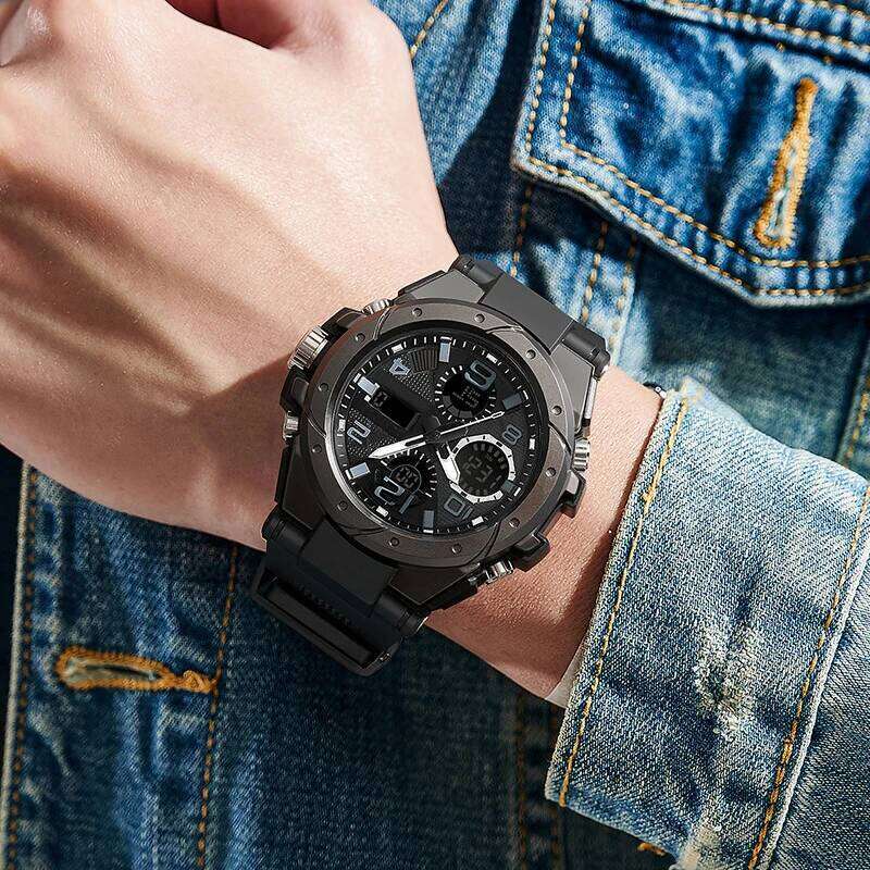High-Appearance Large Dial Led Luminous for Men, Women, Teenagers with Calendar, Alarm, Stopwatch, Outdoor Sports Digital and Analog Dual Display Watc