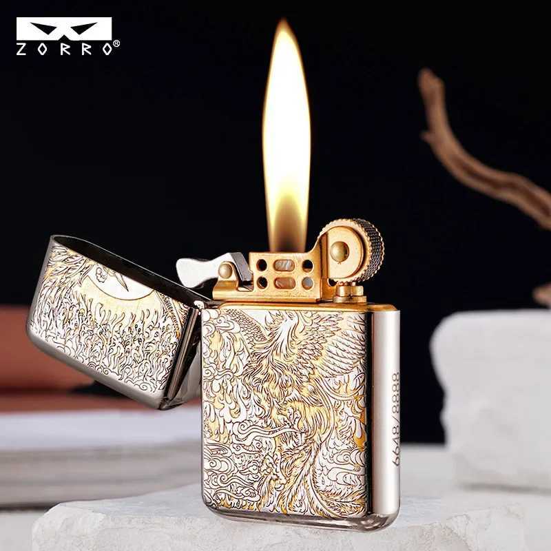 Z790 3rd Generation Brass Carving Phoenix Nirvana Retro Windproof Lighter High-end Classic Retro Oil Machine N260311