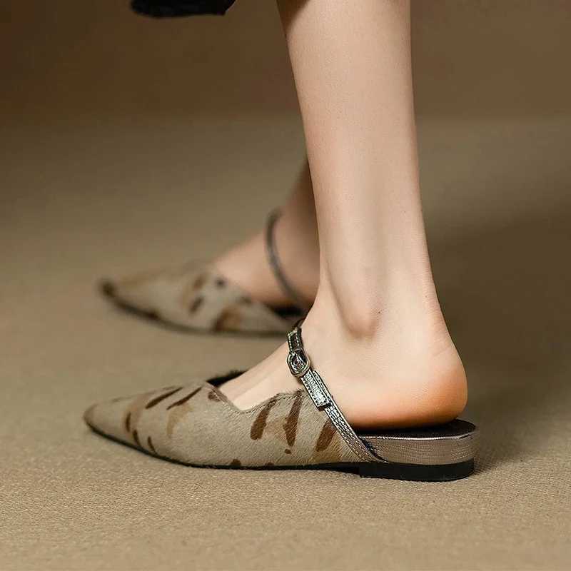 Pointed Toe Women Flats Slippers Elegant Sandals Slingback Mules Shoes 2025 Summer Party Dress Slides New Trend Mujer De Zapatos K260311
