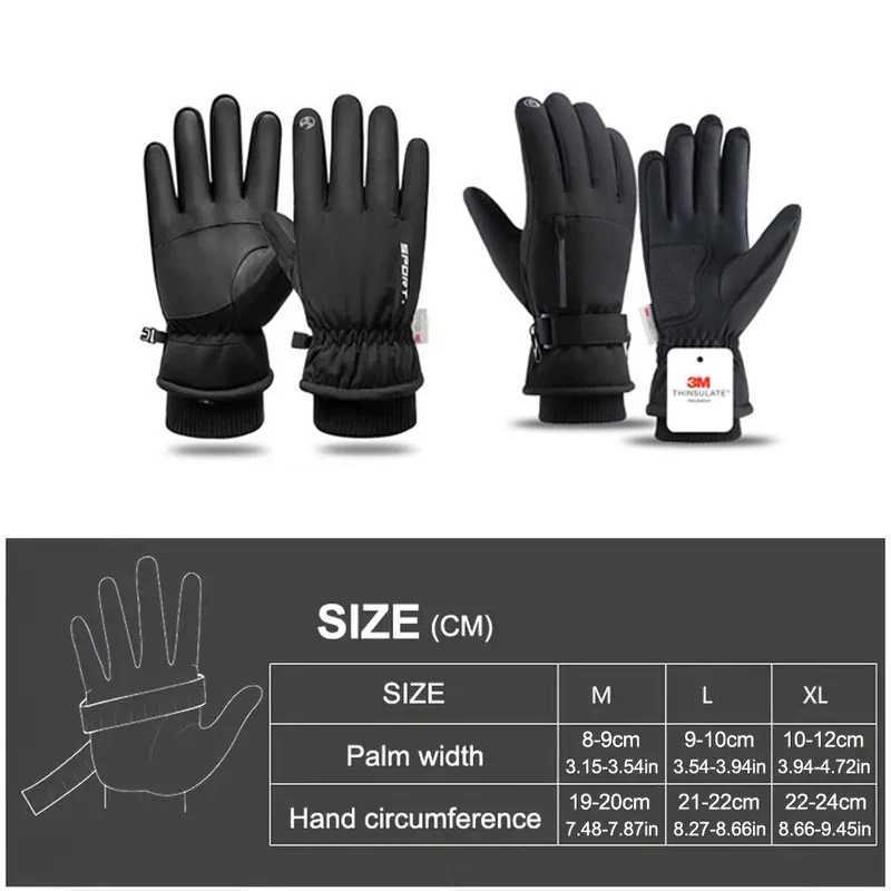 LOOGDEEL Men Winter Waterproof Cycling Gloves Outdoor Sports Motorcycle Ski Touch Screen Fleece Gloves Non-slip Warm Full Finger M260311