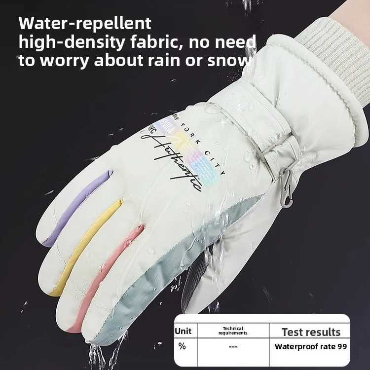 Warm Winter Skiing Gloves Fashion Letter Windproof Thermal Sports Gloves Waterproof Touch Screen Cycling Gloves for Snowmobile M260311