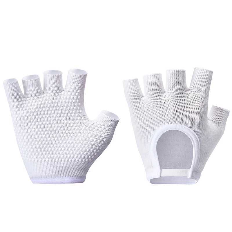 Women Anti-slip Yoga Gloves Cotton Fitness Half Finger Gloves Breathable Outdoor Cycling Bicycle Pilates Sports Fishing Gloves M260311