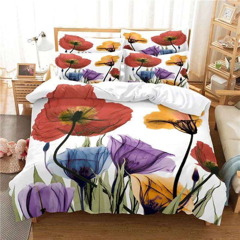 Flowers Duvet Cover 3d Digital Printing Bed Linen Queen Size Bedding Set Fashion Design H260311