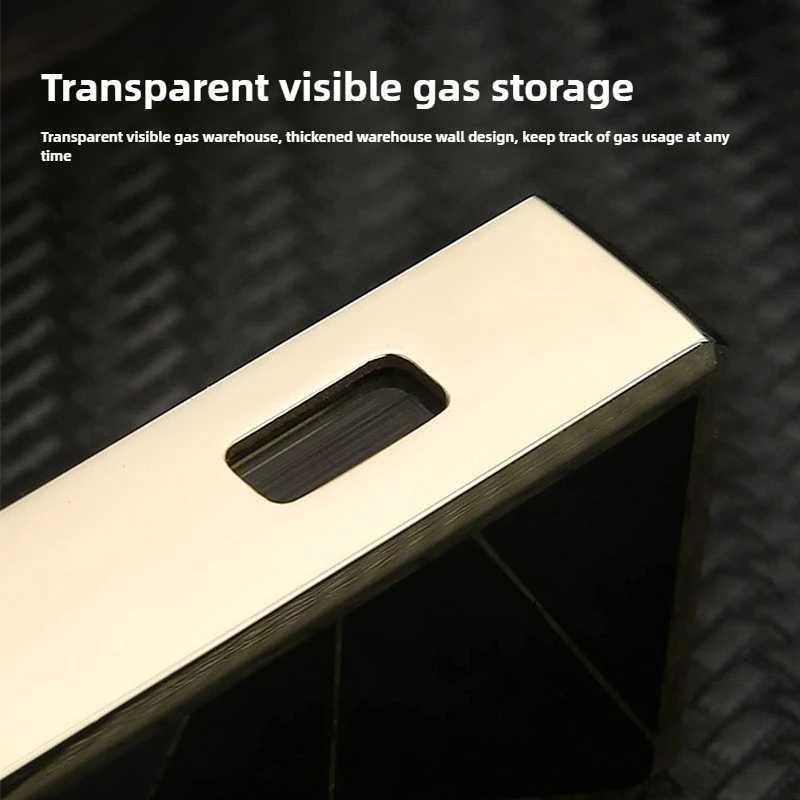 HONEST Double Happiness Metal Cigar Cutter Dual Fire Direct Lighter Personalized Windproof Visible Gas Chamber Cigarette Lighter N260311