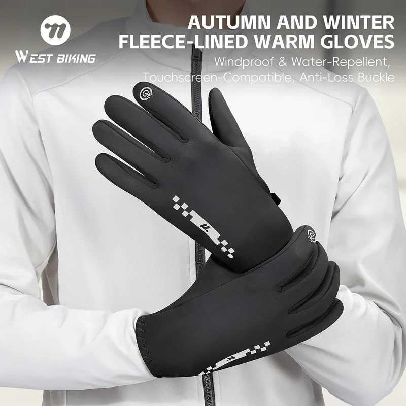 WEST BIKING Winter Cycling Gloves Full Fingers Women Men Gloves Outdoor Sports Riding Racing Running Touchscreen MTB Bike Gloves M260311