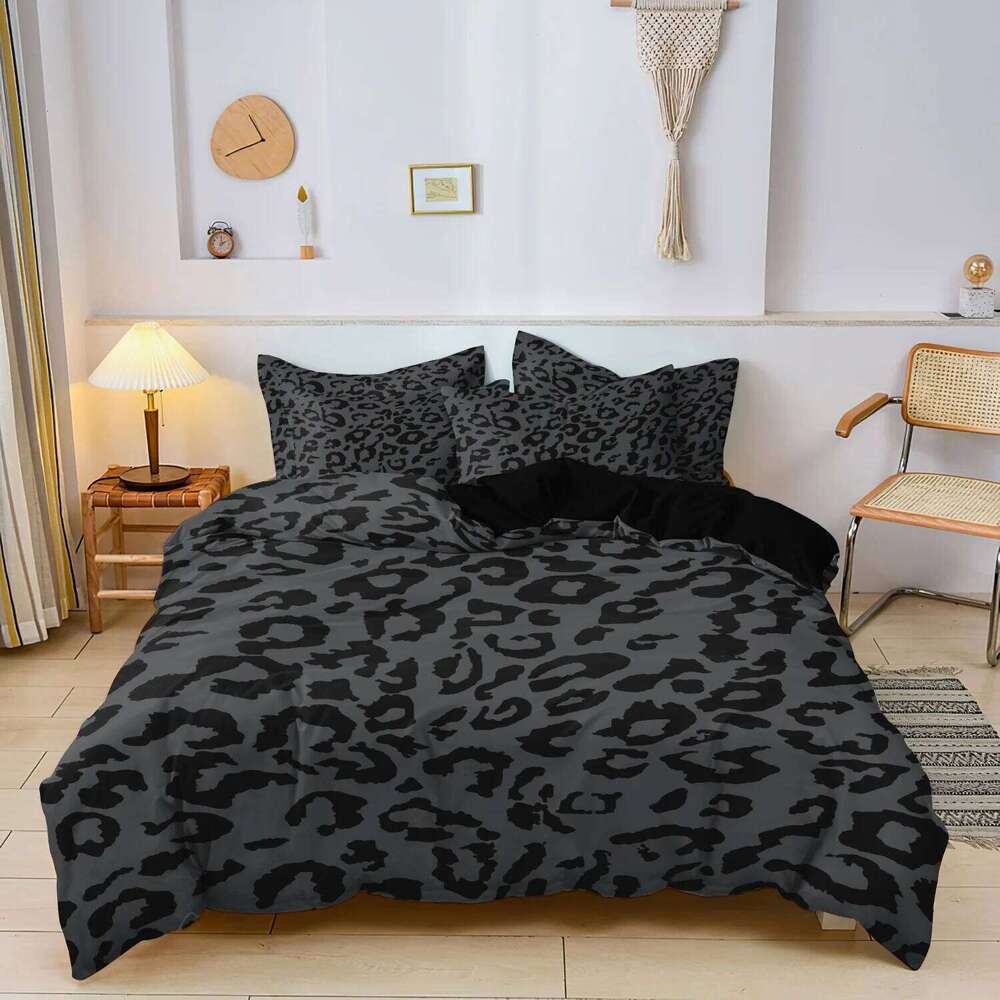 3pcs Dark Leopard Print Fashion Duvet Cover Four Seasons Home Dorm High-Definition Printed Bedding Set H260311
