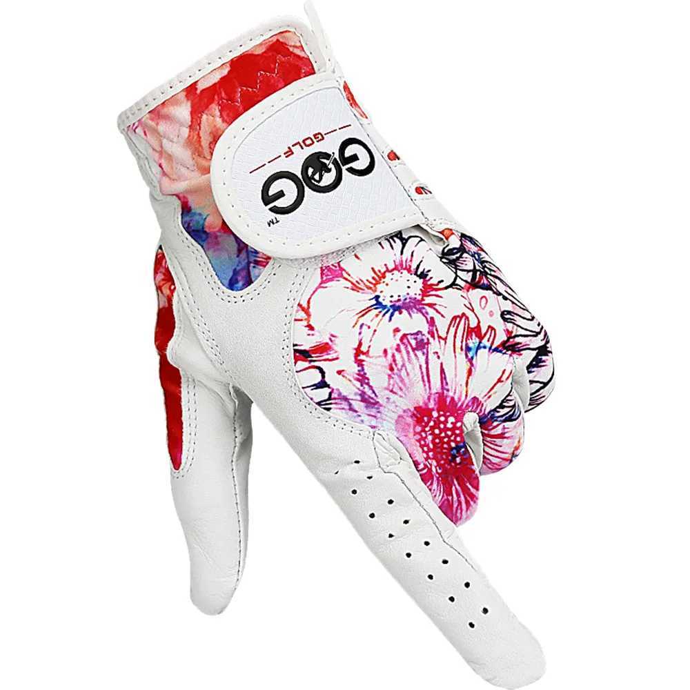 Pack 1 Pair Gloves Genuine Leather Lycra Non-Slip Colorful Fabric Breathable Soft Sports Gloves Women Left and Right Hand M260311