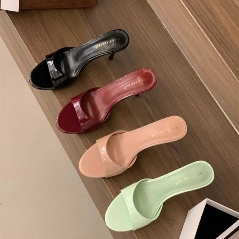 2025 Summer New Women Slipper Fashion Open Toe Slip on Slides Ladies Elegant Thin High Heel Dress Pumps Slides K260311