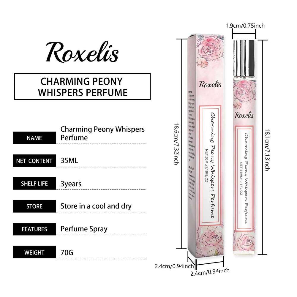 Roxelis 35ml Charming For Women Luxury Floral Elegant Fragrance Deodorant Alcohol-Free Refreshing Peony Perfume Z260311
