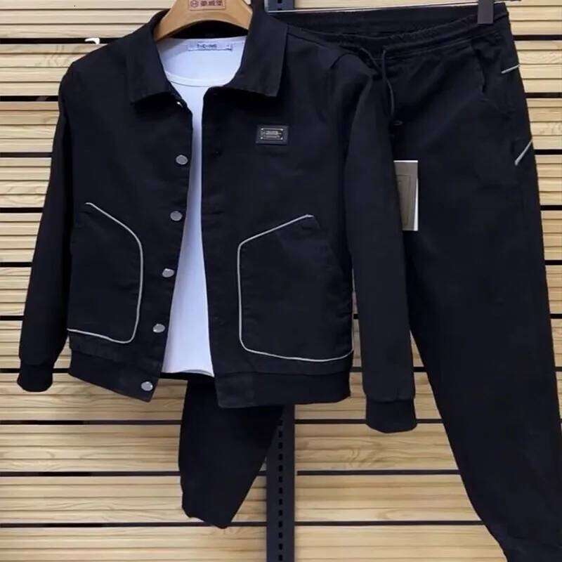 Spring New Men's Slim and Versatile Casual Fashion Korean Sports Two-Piece Suit set men tracksuit 26H0311