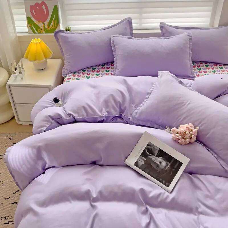 Green Nordic Bedding Set Ins Plaid Girls Boys Double Queen Size Duvet Cover Flat Sheet Pillowcase New No Filler Bed Linens H260311