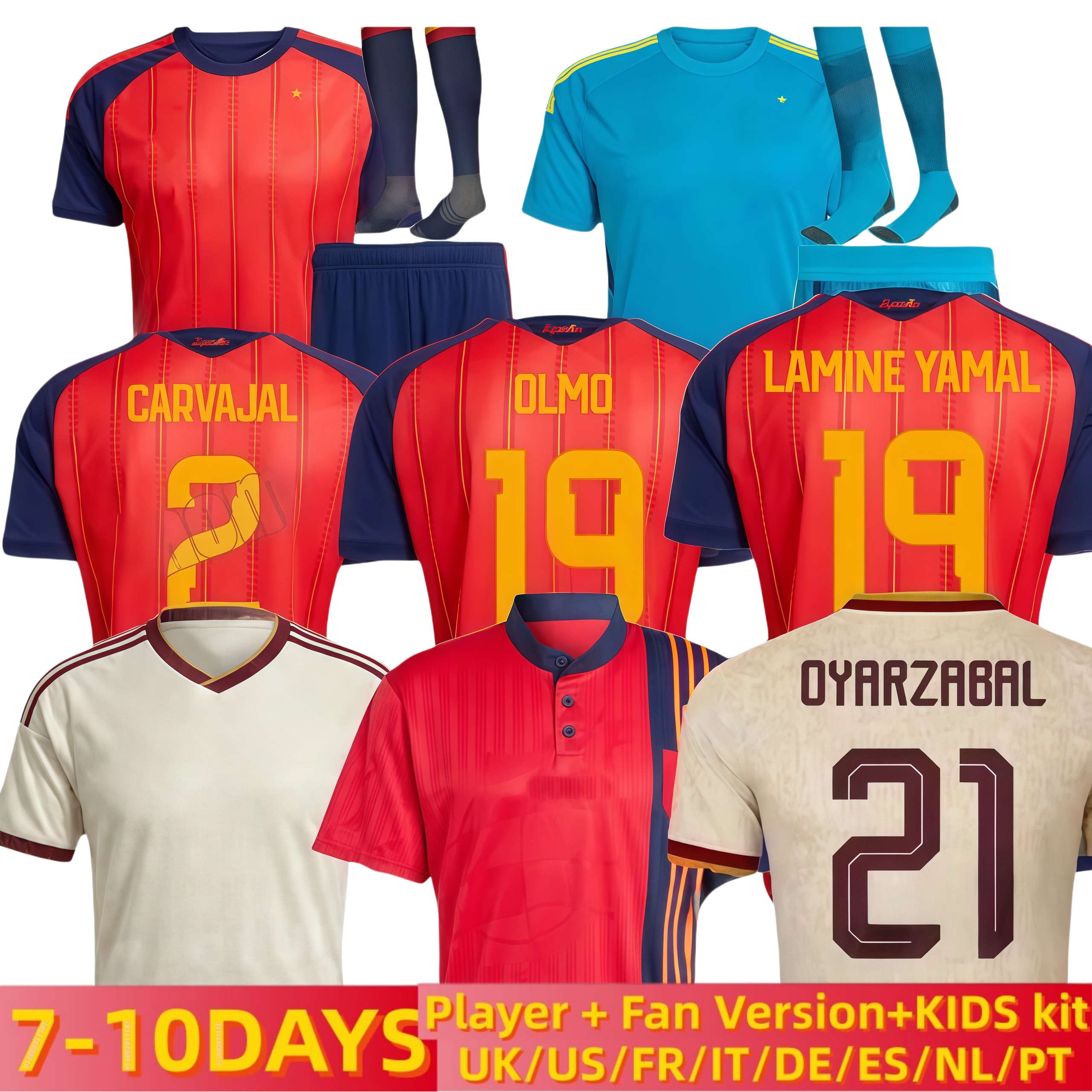2026 World Cup SPAIN Soccer Jerseys PEDRI GAVI LAMINE YAMAL MORATA Carvajal OLMO FERRAN RODRIGO Jersey SPANISH Men Kid Kit Football Shirt Fan Player