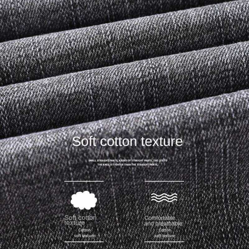 Cotton Stretch Business Casual Men's Thin Denim Jeans Grey Spring Summer Brand New Fit Straight Lightweight Z260225
