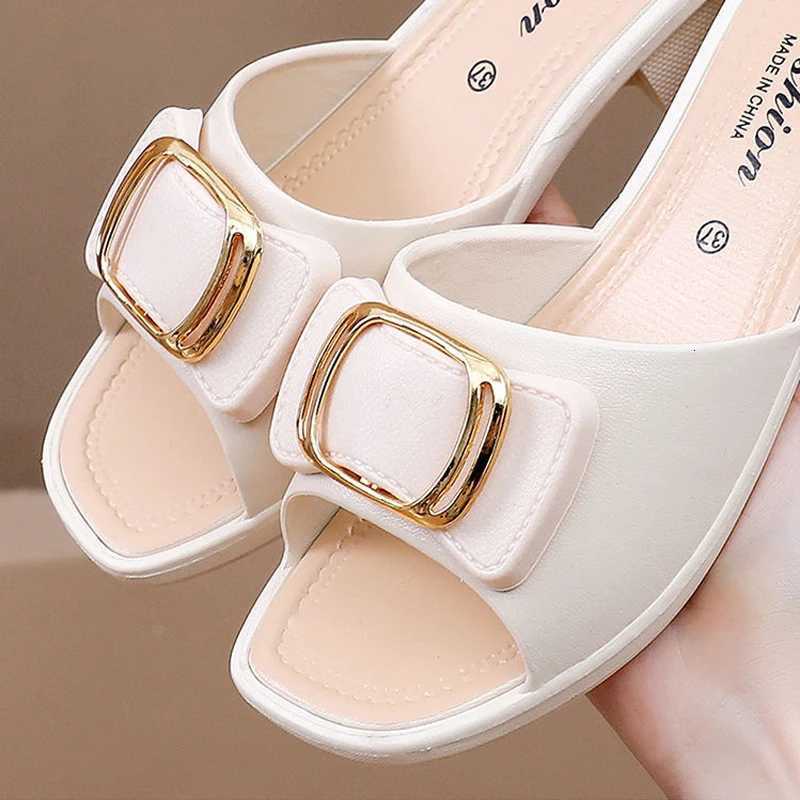 Womens Versatile Summer Sandals - Fashion Thick Sole Flip Flops Non-Slip Durable Outdoor Slides for Beach/Street Wear K260311