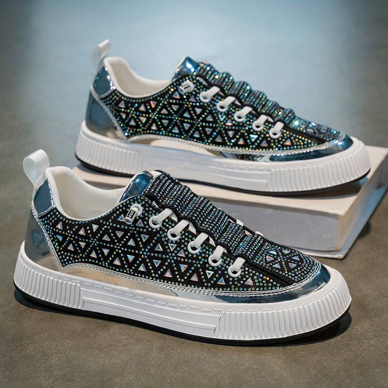 Luxurious Single-heel Luxury Men's Shoes - Bright All-diamond Color Sport And Casual Shoes - Teenage Punk-style Shiny And Fiery Diamond-encrusted