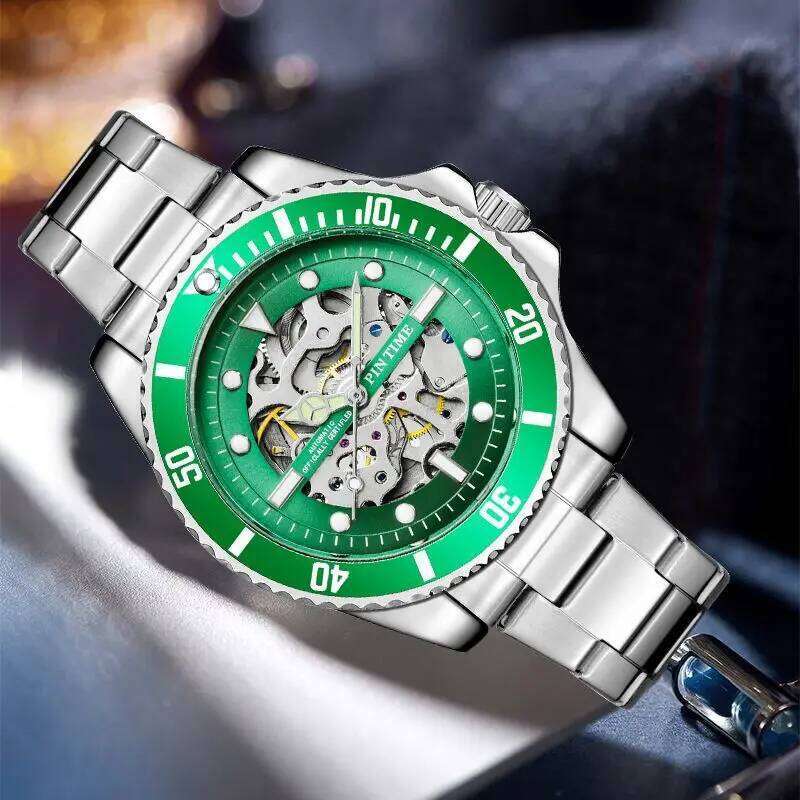 Classic stainless steel hollow diving casual and fashionable men's waterproof mechanical watch